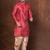 Red dupion kurta for men with embroidered work