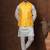 Golden silk blend kurta jacket churidar set for men with embroidered work