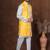 Golden silk blend kurta jacket churidar set for men with embroidered work