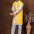Golden silk blend kurta jacket churidar set for men with embroidered work