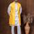 Golden silk blend kurta jacket churidar set for men with embroidered work