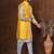 Yellow dupion kurta jacket churidar set for men with solid print