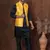Black dupion kurta jacket churidar set for men with solid print