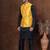Black dupion kurta jacket churidar set for men with solid print