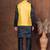 Black dupion kurta jacket churidar set for men with solid print