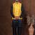 Black dupion kurta jacket churidar set for men with solid print