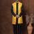 Black dupion kurta jacket churidar set for men with solid print