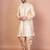 Golden dupion kurta patiala set for men with printed design