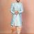 Sky blue dupion kurta patiala set for men with printed design