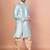 Sky blue dupion kurta patiala set for men with printed design