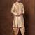 Beige dupion kurta patiala set for men with printed design