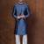 Navy blue dupion kurta patiala set for men with printed design