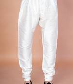 Cream banarasi silk churidar for men with solid design