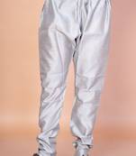 Grey banarasi silk churidar for men with solid design