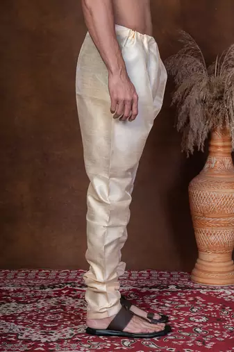 Tasar banarasi silk churidar for men with solid design