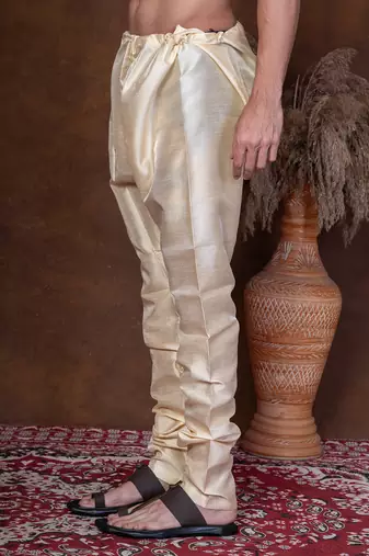 Tasar banarasi silk churidar for men with solid design