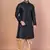 Black bangalorian silk kurta patiala set for men with embroidery work