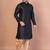 Black bangalorian silk kurta patiala set for men with embroidery work