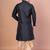 Black bangalorian silk kurta patiala set for men with embroidery work