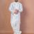 White bangalorian silk kurta patiala set for men with embroidery work