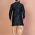 Black cotton blend kurta patiala set for men with embroidery work