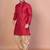 Red bangalorian silk kurta dhoti set for men with embroidery work