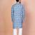 Blue cotton blend kurta pyjama set for men with printed design