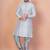 Grey banarasi silk kurta churidar set for men with solid design