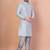 Grey banarasi silk kurta churidar set for men with solid design