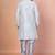 Grey banarasi silk kurta churidar set for men with solid design