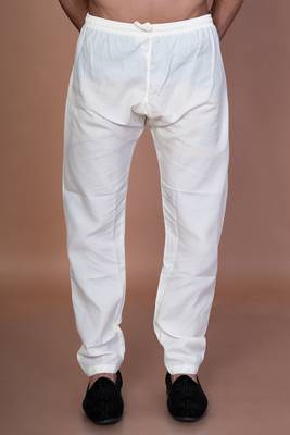 Cream cotton pyjama for men with solid design 1