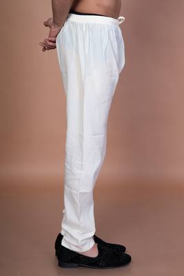 Cream cotton pyjama for men with solid design 3