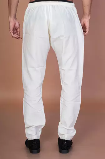 Cream cotton pyjama for men with solid design