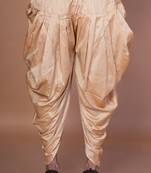 Beige cotton blend patiala for men with solid design