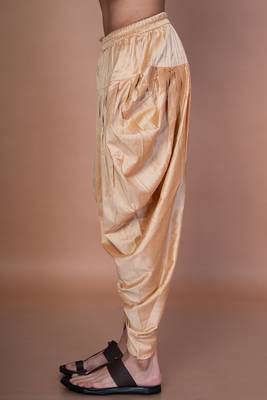 Beige cotton blend patiala for men with solid design 2