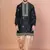 Black cotton blend kurta for men with embroidery work