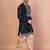 Black cotton blend kurta for men with embroidery work