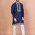 Navy blue cotton blend kurta for men with embroidery work