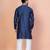 Navy blue cotton blend kurta for men with embroidery work
