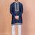 Navy blue cotton blend kurta for men with embroidery work