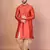 Orange banarasi silk kurta for men with printed design