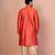 Orange banarasi silk kurta for men with printed design