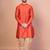Orange banarasi silk kurta for men with printed design