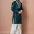 Green cotton blend kurta for men with embellished work