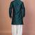 Green cotton blend kurta for men with embellished work