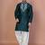 Green cotton blend kurta for men with embellished work