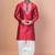 Red cotton blend kurta for men with embellished work
