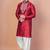 Red cotton blend kurta for men with embellished work