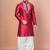 Red cotton blend kurta for men with embellished work