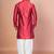 Red cotton blend kurta for men with embellished work